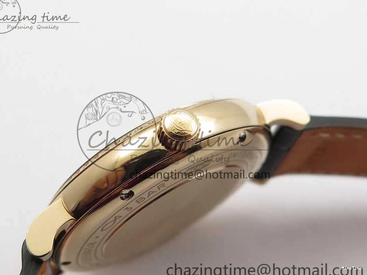 MIROTIME 1228 Durable Portofino 37mm RG V7F 1:1 Best Edition Gray Dial Diamonds Bezel on Black Leather Strap A 7089